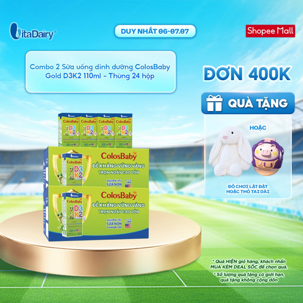 [COMBO 2 THÙNG 24 HỘP] Sữa uống dinh dưỡng ColosBaby Gold D3K2 110ml – Bổ sung canxi, hỗ trợ xương chắc khỏe