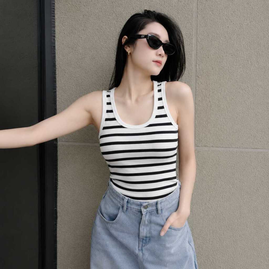 Combo 2 Áo Ba Lỗ Dây Bản To – Có Kèm Mút Ngực, Tank Top Nữ Cotton Zip Mềm Mịn Co Giãn 4 Chiều | BigBuy360 - bigbuy360.vn