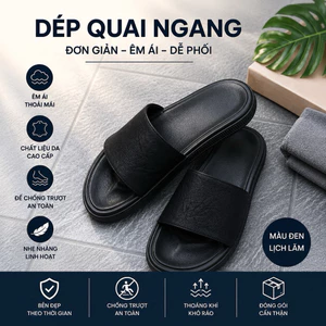 DÉP NAM QUAI DA MỘT BẢN CAO CẤP ( KHÂU QUAI - ĐẾ CAO SU )