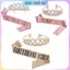 Vương Miện Cài Tóc Đính Đá Lấp Lánh, Sash Happy Birthday Nhà Bo Phụ Kiện Sinh Nhật Phong Cách Công Chúa