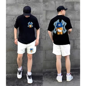 Áo Phông Nam Nữ 100% cotton mềm mại định lượng 260gsm hình dễ thương- Gấu Viền Xanh.