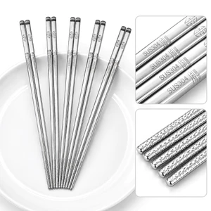Đũa Inox 304 Khắc Chữ PHÚC May Mắn Đầu đũa Khắc Laser Chống Trượt, Cầm Chắc Tay