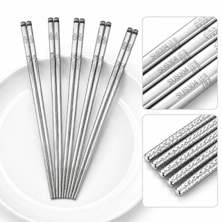 Set 10 đôi đũa BẠC  xám khắc chữa phúc  inox  sus 304   loại xịn - dua an com