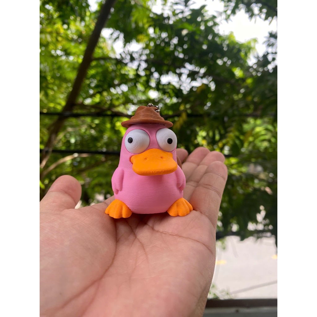 Móc Khóa Thú Mỏ Vịt Cute Cử Động Mắt In 3D PLA, Mô Hình Mini Đeo Balo Túi Xách, Quà Tặng Dễ Thương Handmade