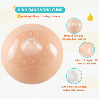 Núm trợ ti Coniu, silicon siêu mềm, bảo vệ đầu ti mẹ, ngăn bé cắn, chính hãng