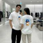 Áo Phông Nam Nữ 100% cotton mềm mại định lượng 260gsm hình dễ thương- Gấu Viền Xanh.