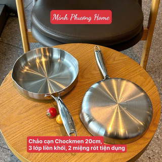Chảo cạn inox 3 lớp Chockmen 20cm [322], chảo inox liền khối