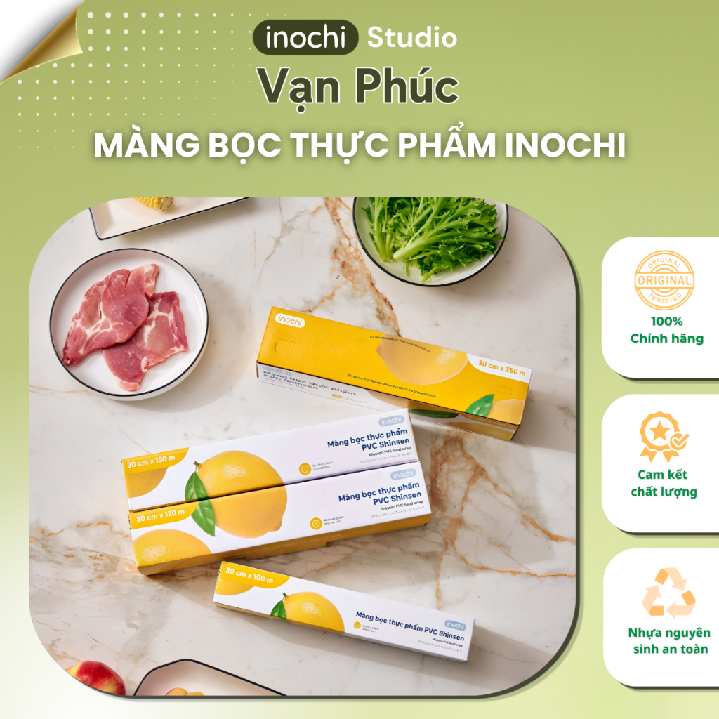 Màng Bọc Thực Phẩm INOCHI Có Dao Cắt Tiện Lợi, Dễ Dùng, Dẻo Dai, Không Rách, Bảo Quản Tốt