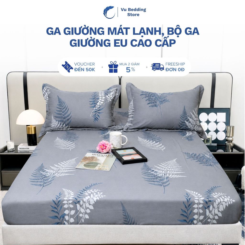 Ga giường mát lạnh mềm mịn thoáng khí, bộ ga giường lạnh eu cao cấp, ga trải giường bốn mùa