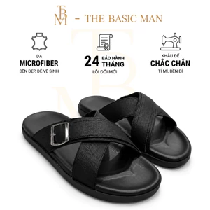 Dép nam quai khâu đế chắc chắn, kiểu dáng quai đan, đế cao su chống trượt, không mùi.