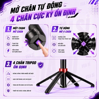Gimbal AI VUASI Q185 Theo Dõi Khuôn Mặt Điều Khiển Thông Minh Quay 360° Tự Động , Mở Chân 1 Chạm