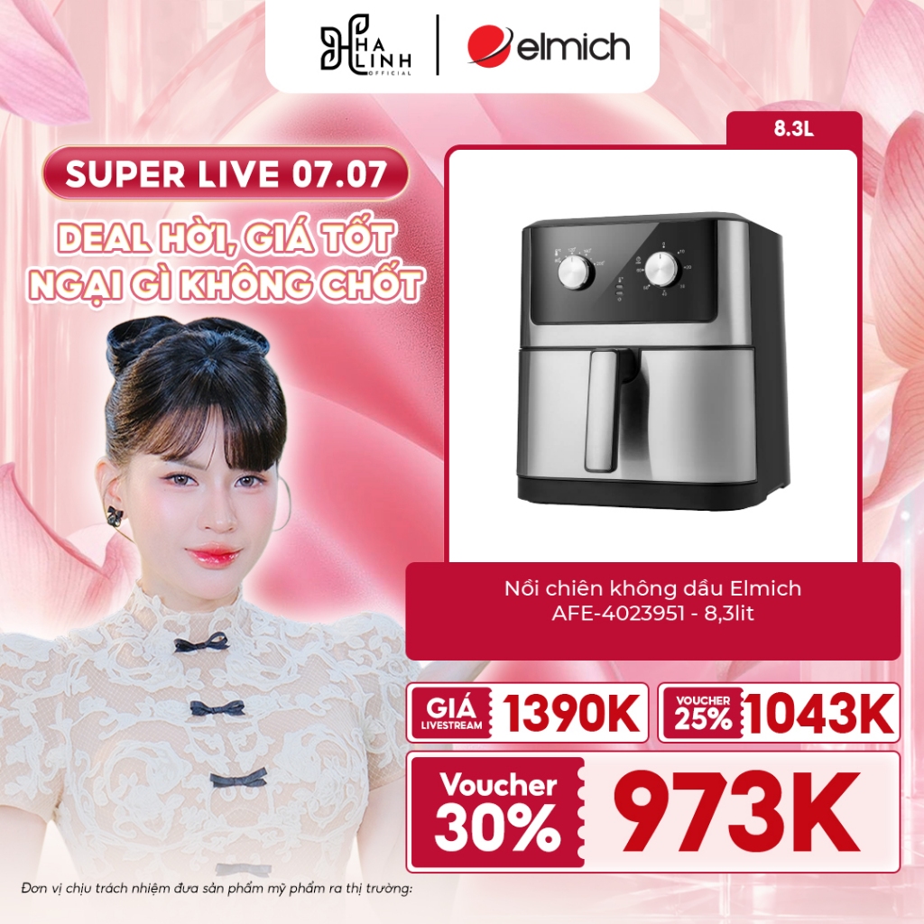 [ VHL - ELMICH ] Nồi chiên không dầu Elmich AFE-3951OL - 8.3lit