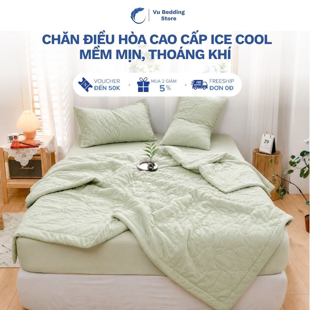 Chăn mùa hè mát lạnh mềm mịn thoáng khí, mền cotton lạnh, chăn điều hòa cao cấp ice cool sang trọng
