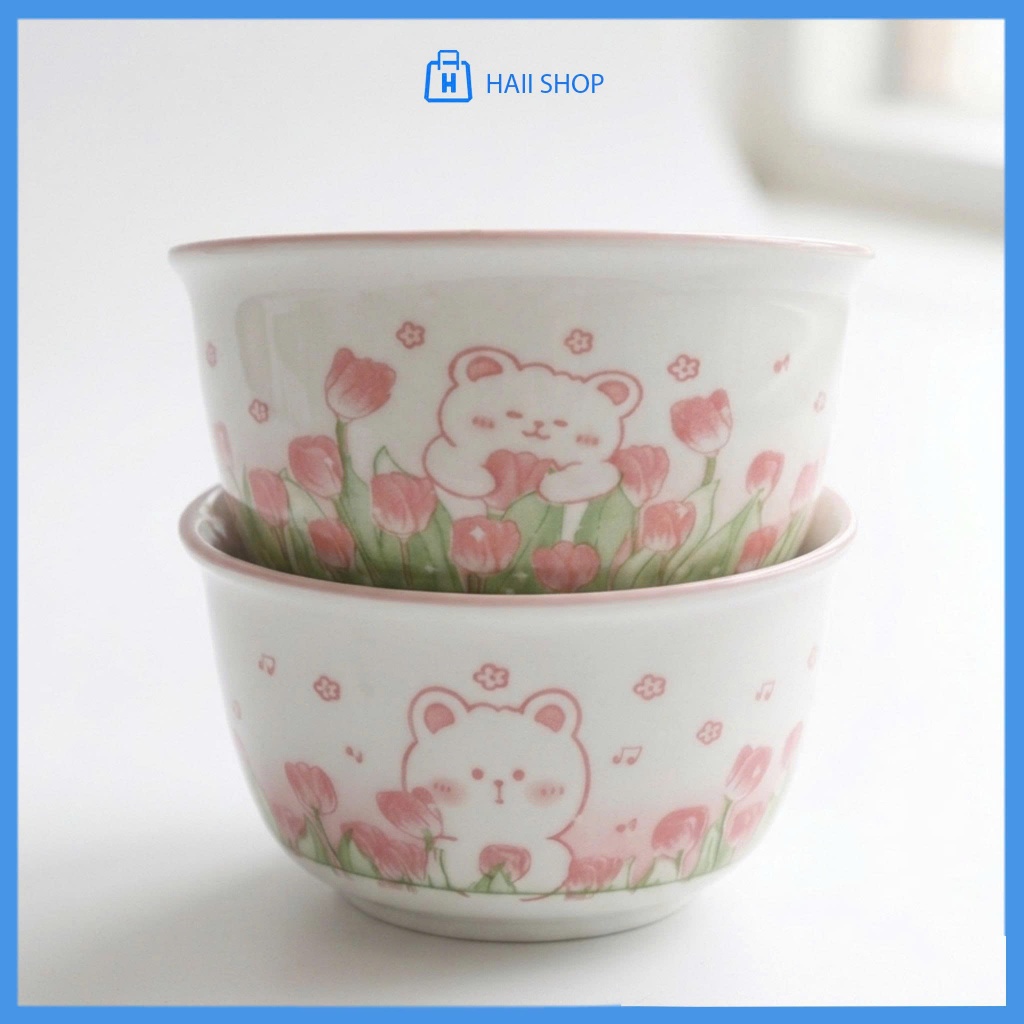 Bát Sứ Ăn Cơm Họa Tiết Dễ Thương – Chén Sứ Cao Cấp, Bền Đẹp, Kích Thước 11x6.5cm