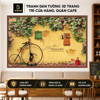 Tranh decor quán cafe 3D TS Decor, tranh trang trí quán cà phê trà sữa, trang trí cửa hàng hiện đại