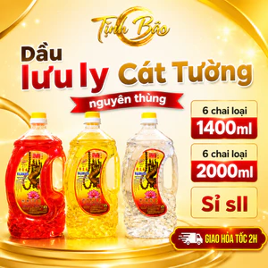 Thùng 6 Chai Dầu Lưu Ly Cát Tường 1kg/1.2kg - Không Mùi, Không Khói, Dùng Cho Đèn Thờ Cúng