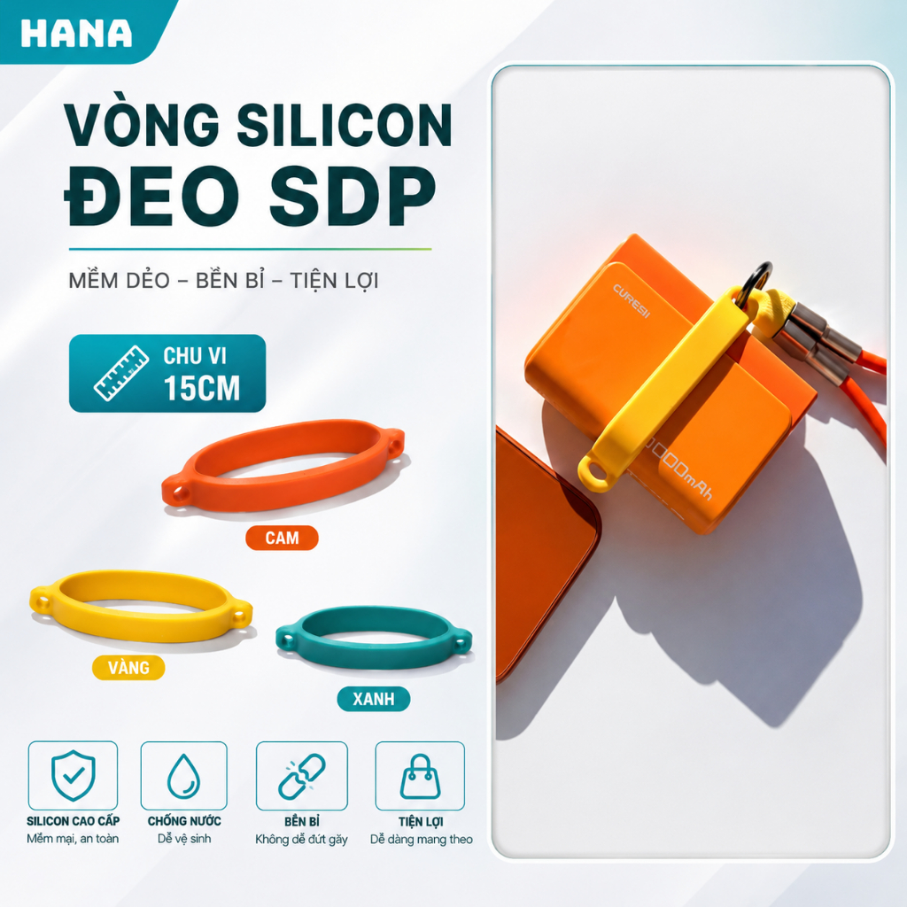 Vòng Silicon đeo sạc dự phòng, co dãn, chống trượt