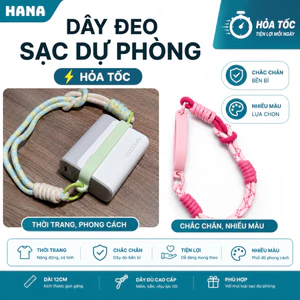 Bộ dây đeo sạc dự phòng kèm vòng silicon co dãn - chu vi 15cm, decor sạc dự phòng