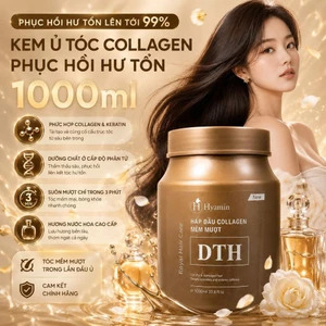 Kem ủ tóc Hyamin Collagen DTH phục hồi tóc khô xơ hư tổn mềm mượt 1000ml, Dưỡng Mềm Mượt Bóng Khỏe