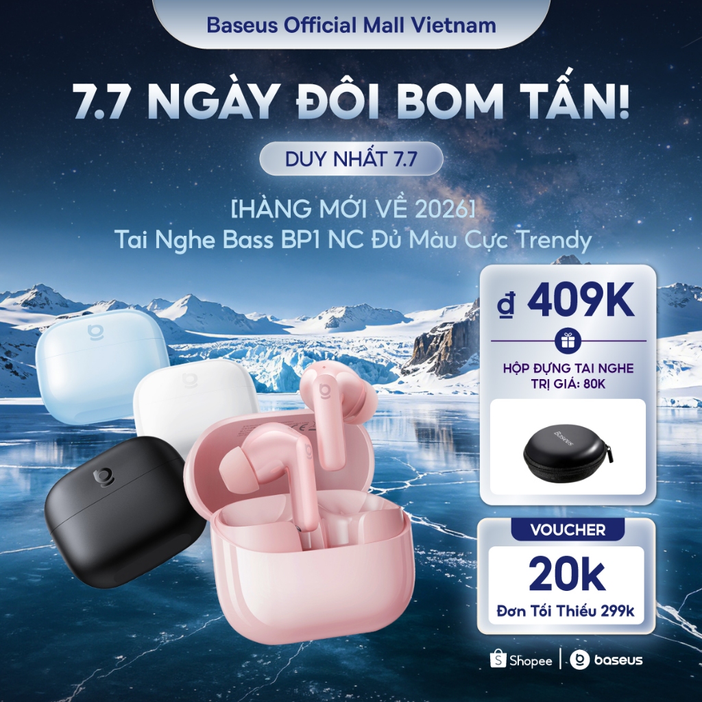 [MỚI VỀ - MÀU TRENDY] Tai Nghe Không Dây Baseus BP1 NC Chống Ồn Thông Minh,Chống Nước,Pin 41h,Chill Trọn Mọi Khoảnh Khắc