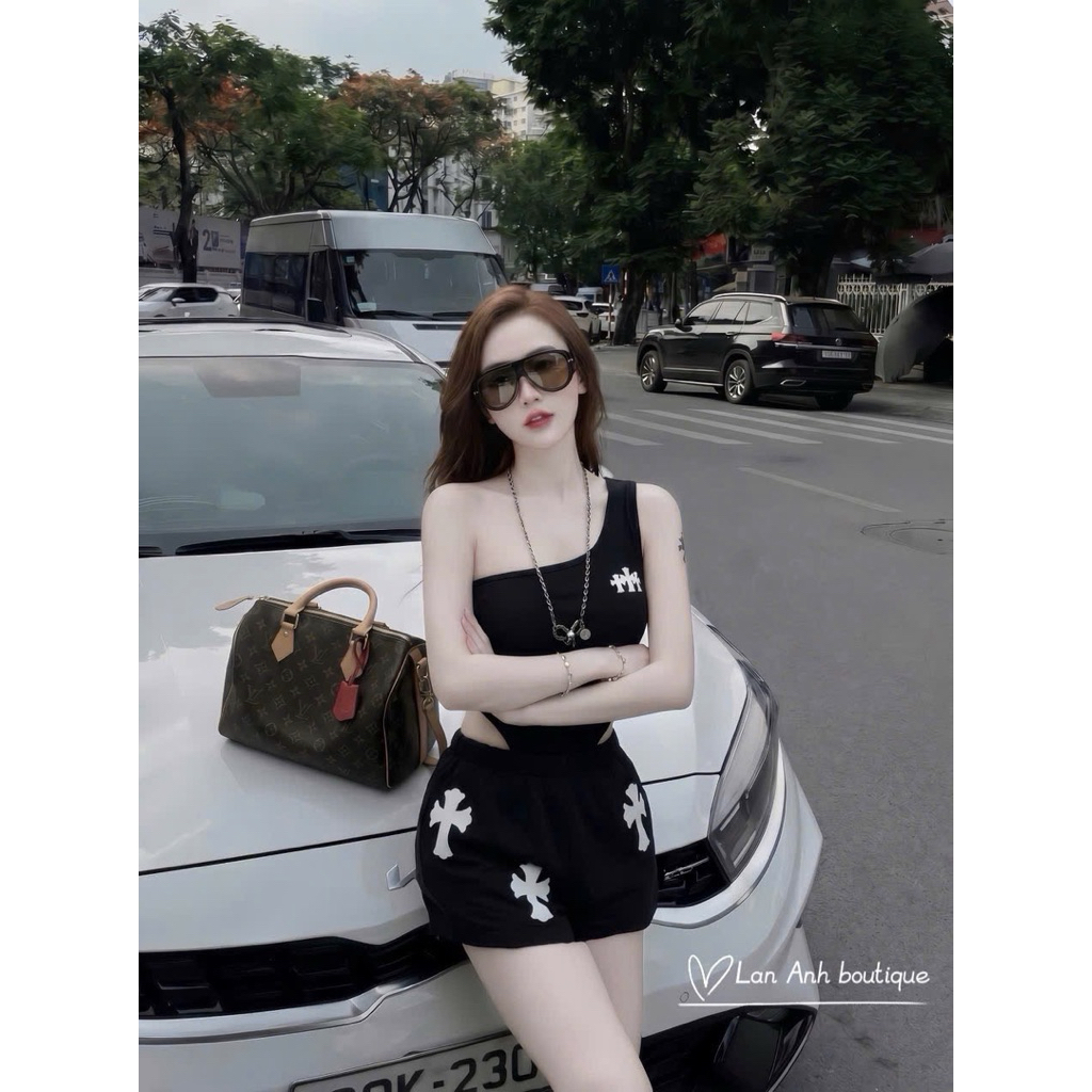 Set áo bodysuit lệch vai chân váy ngắn SA02