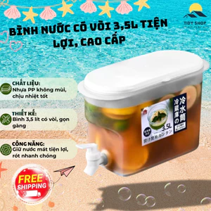 Bình Nước Có Vòi 3.5L Tiện Lợi, TIDY SHOP, Bình Đựng Nước Tủ Lạnh Nhựa PP, Bình Trà Có Vòi Gọn Gàng