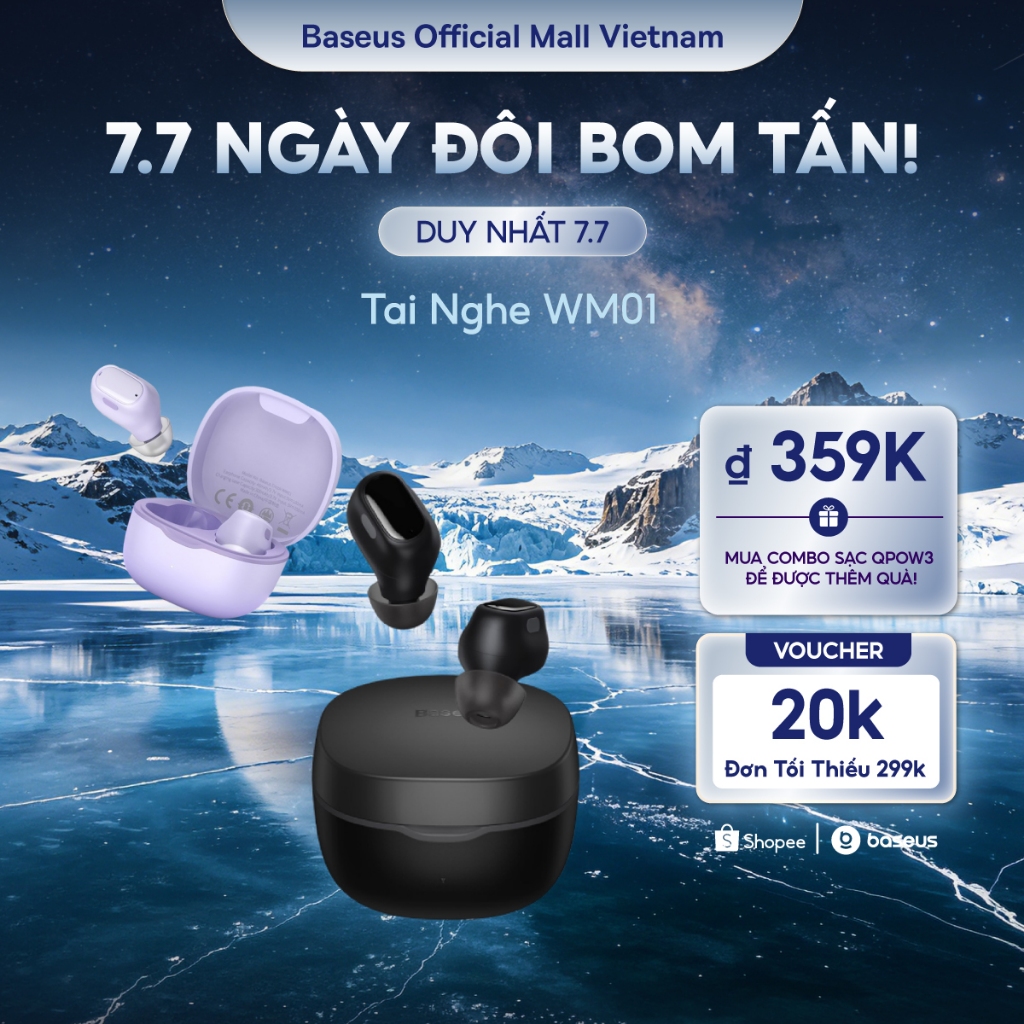 Tai Nghe Baseus Wm01 Tws Bluetooth 5.3 Không Dây Chống Thấm Nước Chống Ồn Và Phụ Kiện