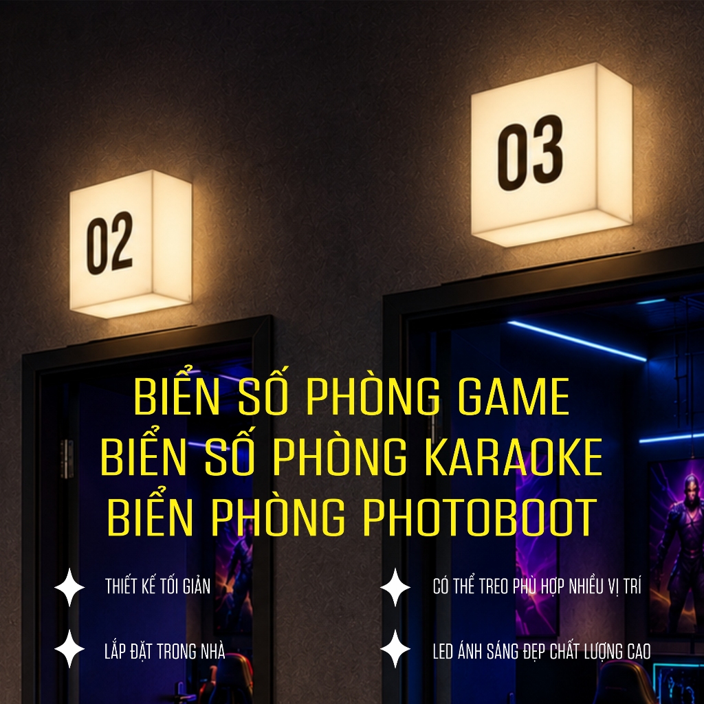 Biển Số Phòng Karaoke, Biển Phòng Game, PHOTOBOOT Gắn Tường Có Đèn LED – Thiết Kế Hiện Đại, Phong cách tối giản | BigBuy360 - bigbuy360.vn