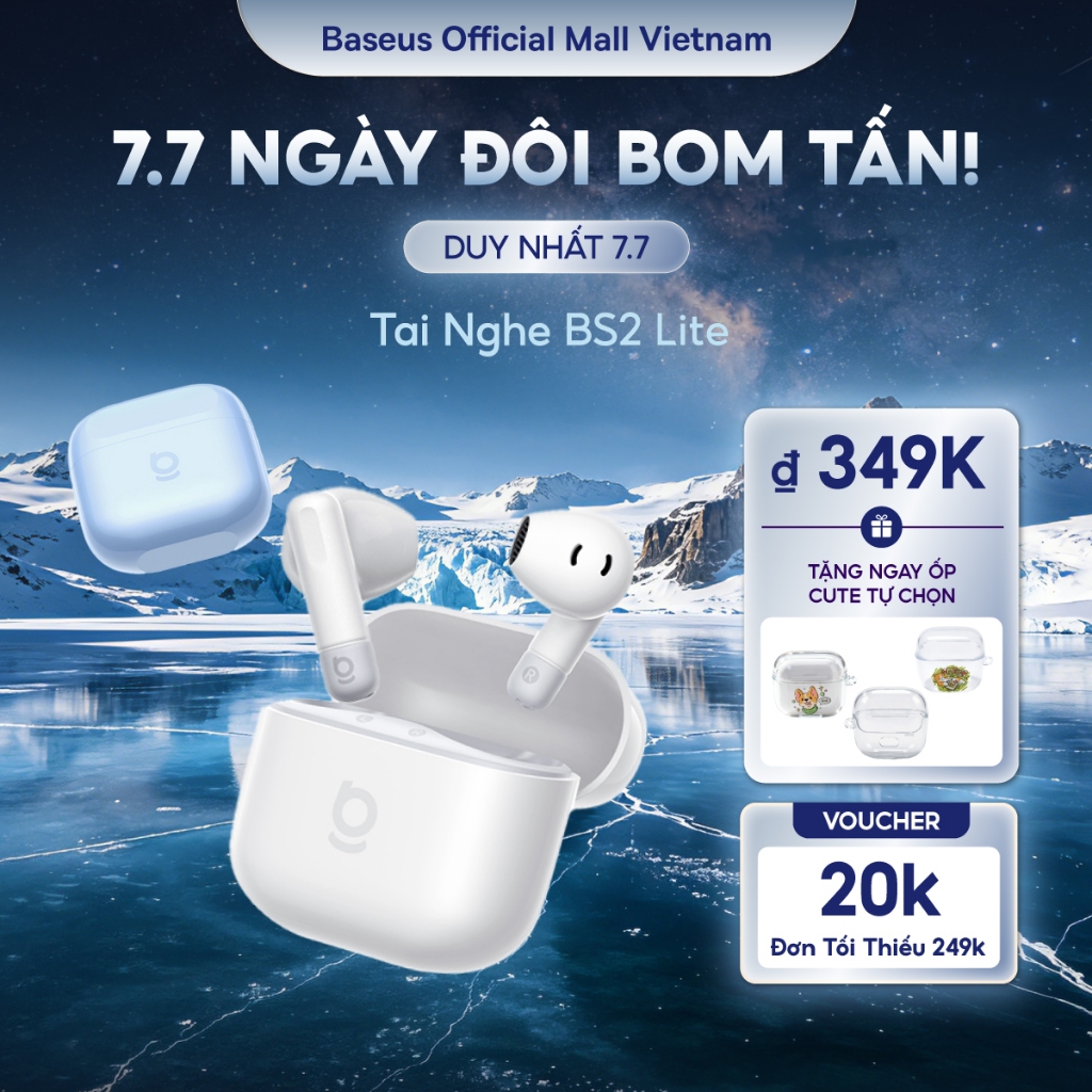[SVIP] Tai Nghe Baseus Bass BS2 Lite Bluetooth 6.0 &2 Mic AI Call Rõ, Nghe Nhạc, Tập Luyện Cực Đã