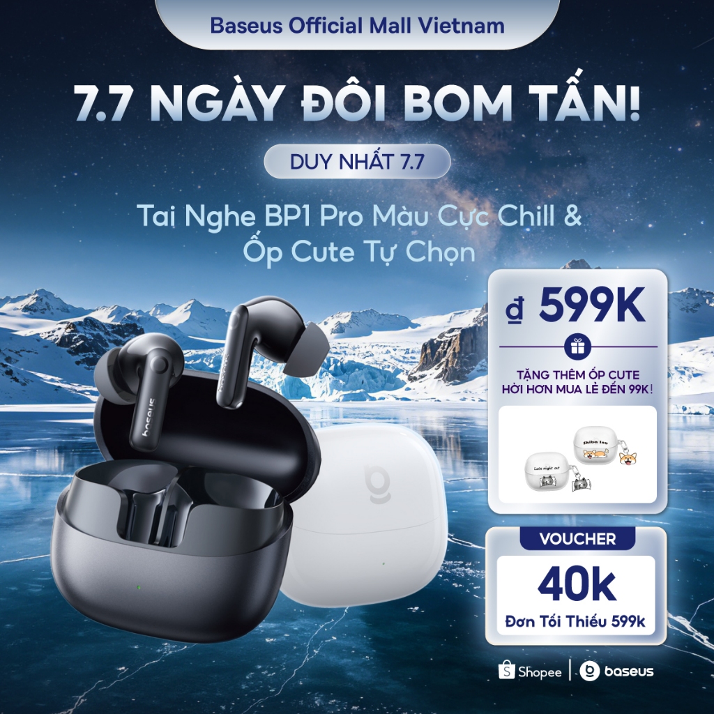Tai Nghe Bluetooth Baseus BP1 Pro ANC -50dB Bass Tốt 55 Giờ Phát Nhạc Chống nước IPX55 Hi-Res