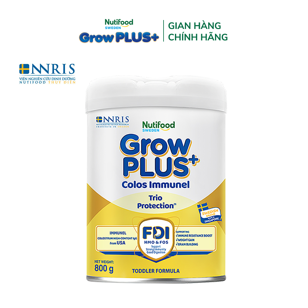 Sữa Bột Nutifood Sweden GrowPLUS+ Sữa Non Immunel từ lon 800 g (Bao bì tuỳ lô hàng)