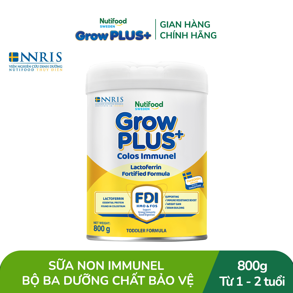 Sữa Bột Nutifood Sweden GrowPLUS+ Sữa Non Immunel từ lon 800 g (Bao bì tuỳ lô hàng)