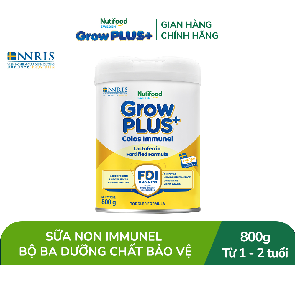 Sữa Bột Nutifood Sweden GrowPLUS+ Sữa Non Immunel từ lon 800 g (Bao bì tuỳ lô hàng)