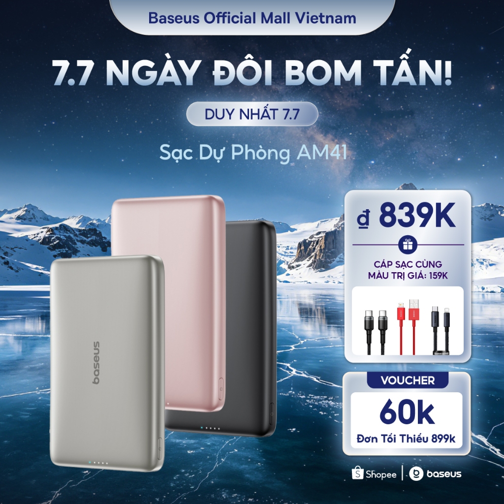 [Sạc Dự Phòng Siêu Mỏng Như Thẻ] Baseus PicoGo AM41 Titan Ultra-Slim Magnetic PowerBank 10000mAh 27W