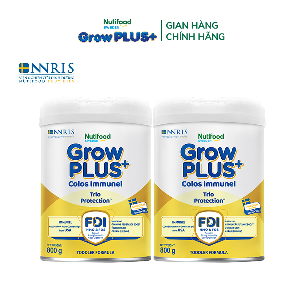 Combo 2 Sữa Bột Nutifood Sweden GrowPLUS+ Sữa Non Immunel lon 800 g (Bao bì tuỳ lô hàng)
