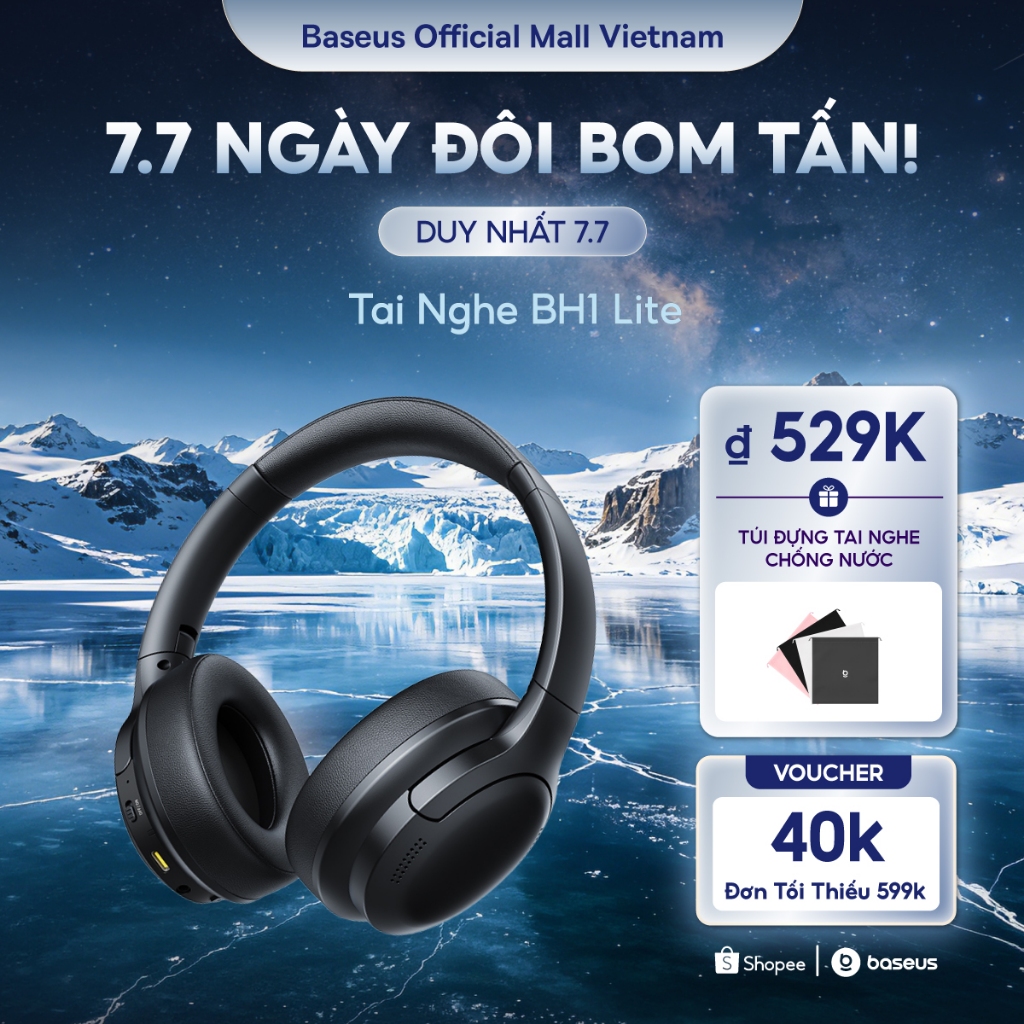 Tai Nghe Baseus Bass BH1 Lite Bluetooth 6.0 App Thông Minh Chống Ồn ENC Chơi Nhạc 80 Giờ