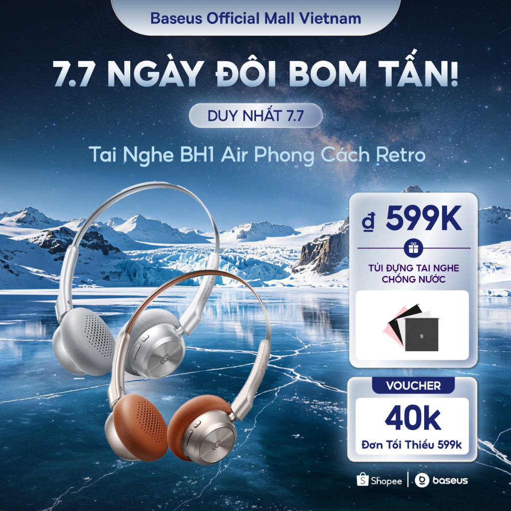 Tai Nghe Chụp Tai Baseus Bass BH1 Air - Thiết Kế Retro Siêu Nhẹ 90g, Pin 80h, Chống Ồn ENC Thông Minh Lọc Sạch Tạp Âm