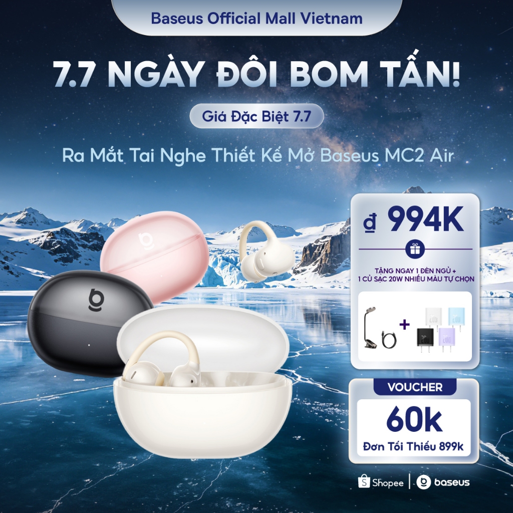 ✨HÀNG HOT 2026✨ Tai Nghe Open-Ear Baseus MC2 Air Thiết Kế Sang Trọng Siêu Nhẹ Êm Ái Tựa Mây