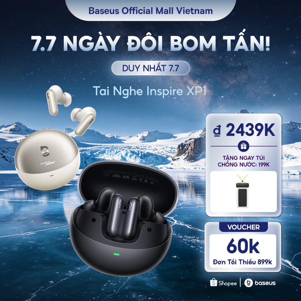 Tai Nghe Không Dây Baseus Inspire XP1 Pin 45H, Sound by Bose, Bluetooth 6.1, Super Bass 3.0, Dolby Audio