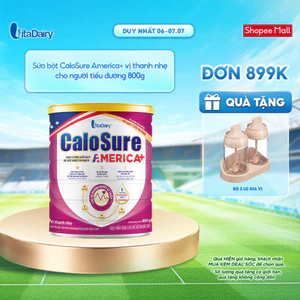 Sữa bột CaloSure America+ vị thanh nhẹ cho người tiểu đường - Giúp tiêu hoá khoẻ, hỗ trợ xương khớp khoẻ - 800g