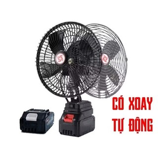Quạt tích điện (CÓ TÚP XOAY) 8 inch - Quạt Pin Makita, 2 Chế Độ gió, Chân Pin Phổ Thông, Dùng 4-15h