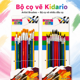 Bộ cọ vẽ 12 cây Kidario - Cọ vẽ màu nước, acrylic, gouache, cọ mỹ thuật cho học sinh, sinh viên, họa sĩ