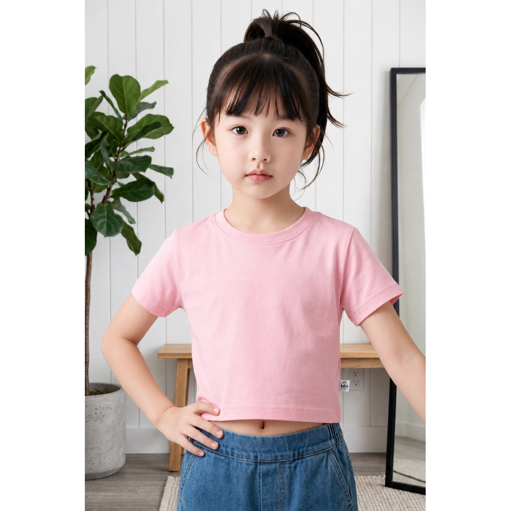 Áo Croptop Bé Gái Basic Hàn Quốc Chất Cotton 4 Chiều Mềm Mịn Co Giãn Mặc Đi Chơi Chụp Ảnh Cực Xinh