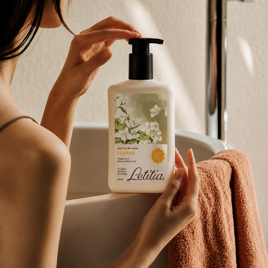 Sữa Tắm Nước Hoa Jasmine Letitia lưu hương thơm mát - dưỡng ẩm - làm sạch dịu nhẹ 350ml
