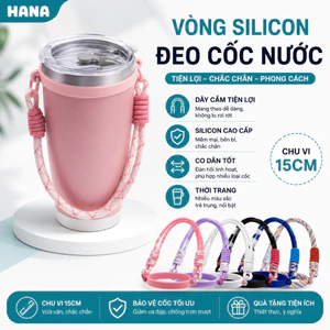 Vòng silicon đeo cốc nước, có dây cầm, co dãn tốt, chắc chắn, chu vi 15cm