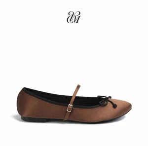 BALLET Flats Charisma-Màu Nâu-Giày búp bê chất liệu satin