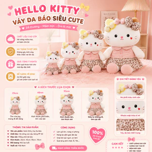 Gấu Bông Hello Kitty Mặc Váy Da Báo - Hello Kitty Cao Cấp Siêu Mềm Quà Tặng Dễ Thương