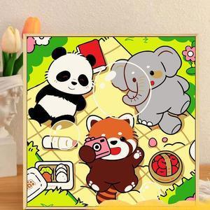 ( TẶNG SET 10 KHẨU TRANG) Tranh Số Hoá Mèo Selfie Hoạt Hình Tranh Tô Màu 20x20cm dễ thương đầy đủ cọ, màu, căng khung sẵ