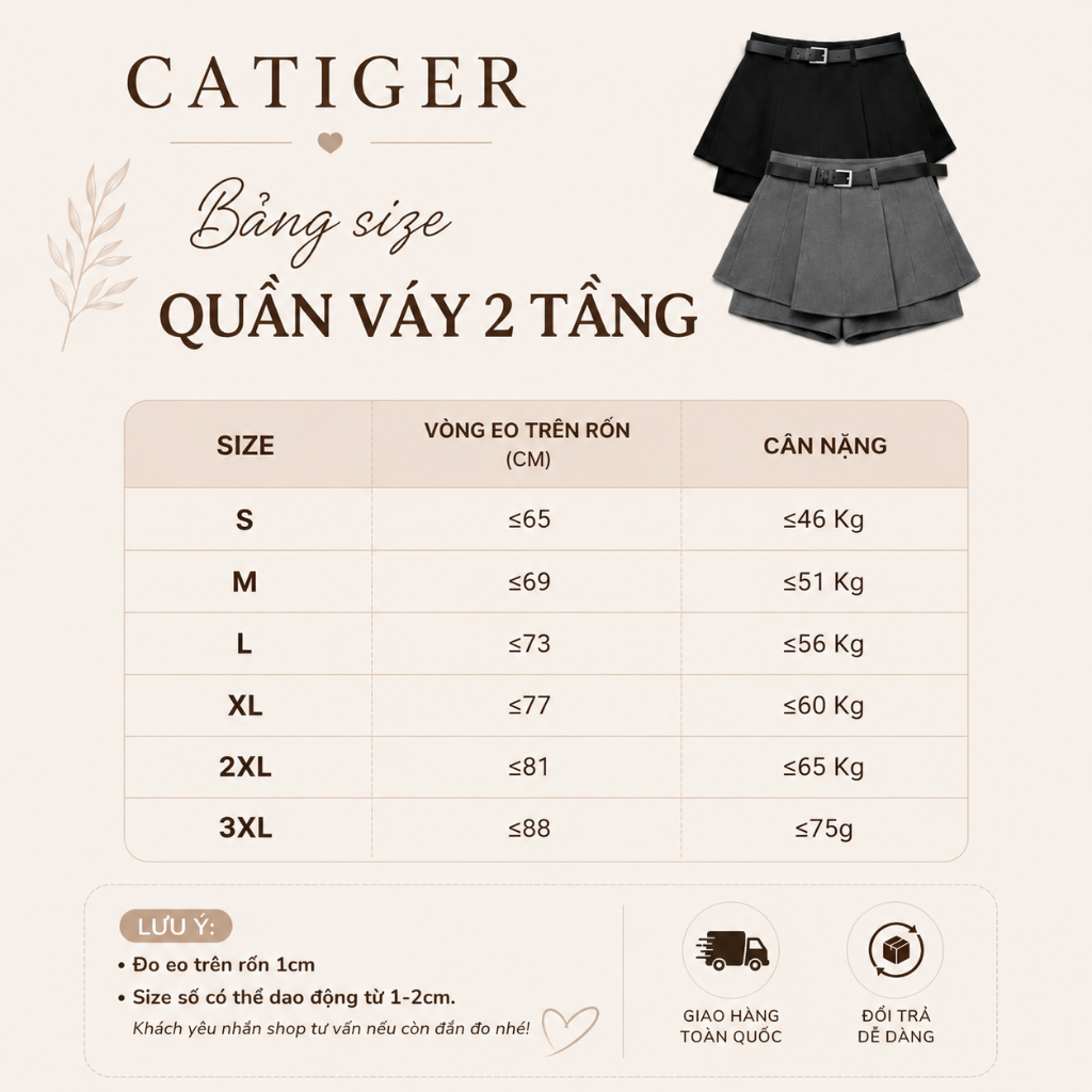 [TẶNG ĐAI LƯNG] Quần Váy Nữ Thiết Kế 2 Tầng Cạp Cao Chất Liệu Xước Hàn Có Quần Short Chống Lộ Khóa Kéo Sau Tôn Dáng Phon