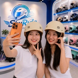 Mũ Nón Bảo Hiểm Phom Cá Heo Basic Đạt Chuẩn Quatest Màu Kem Nhám - Viền Kem